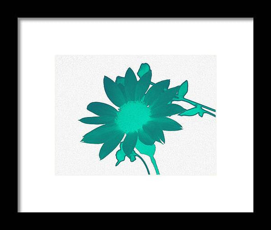 Teal Artistic Sunflower Painting - Framed Print