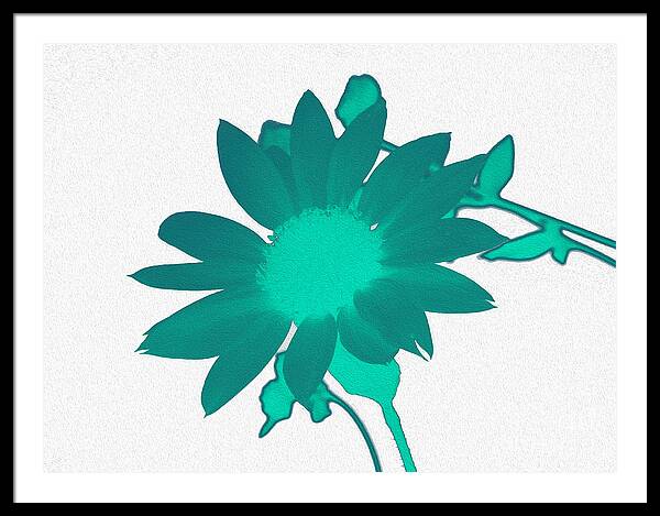 Teal Artistic Sunflower Painting - Framed Print