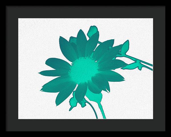 Teal Artistic Sunflower Painting - Framed Print