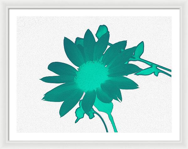 Teal Artistic Sunflower Painting - Framed Print