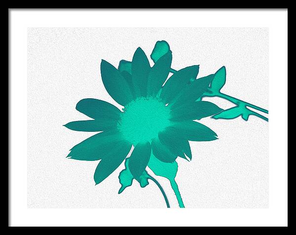 Teal Artistic Sunflower Painting - Framed Print