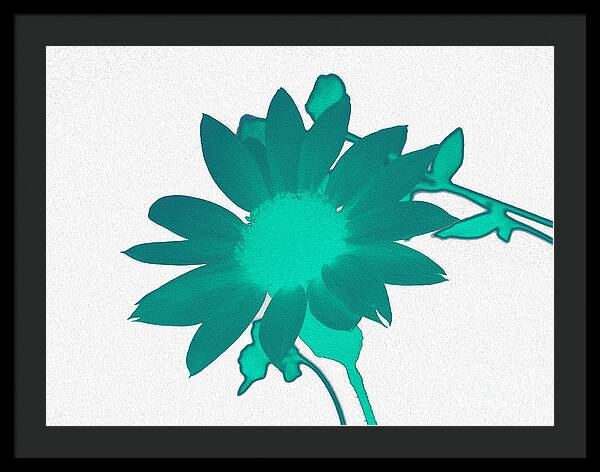 Teal Artistic Sunflower Painting - Framed Print