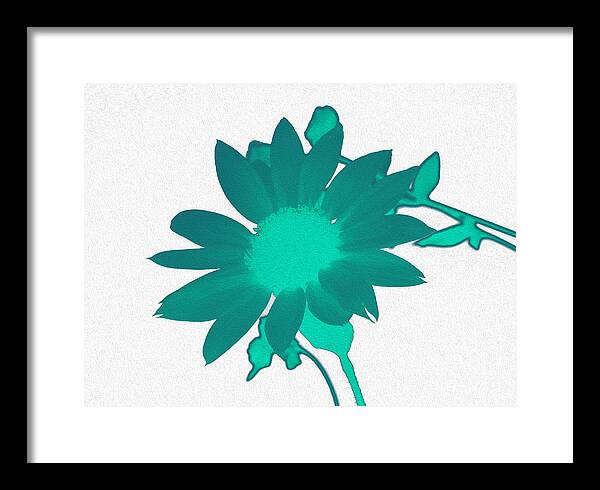 Teal Artistic Sunflower Painting - Framed Print