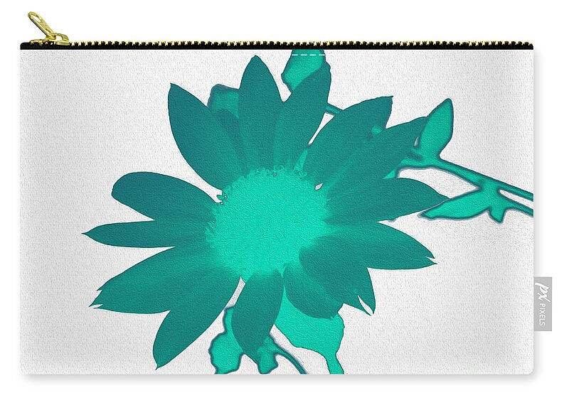 Teal Artistic Sunflower Painting - Zip Pouch