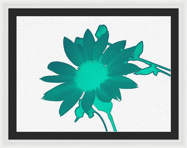 Teal Artistic Sunflower Painting - Framed Print