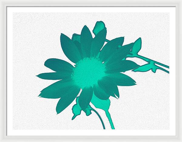 Teal Artistic Sunflower Painting - Framed Print