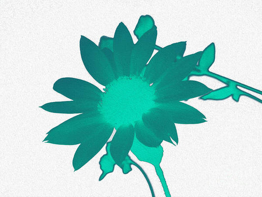Teal Artistic Sunflower Painting - Art Print