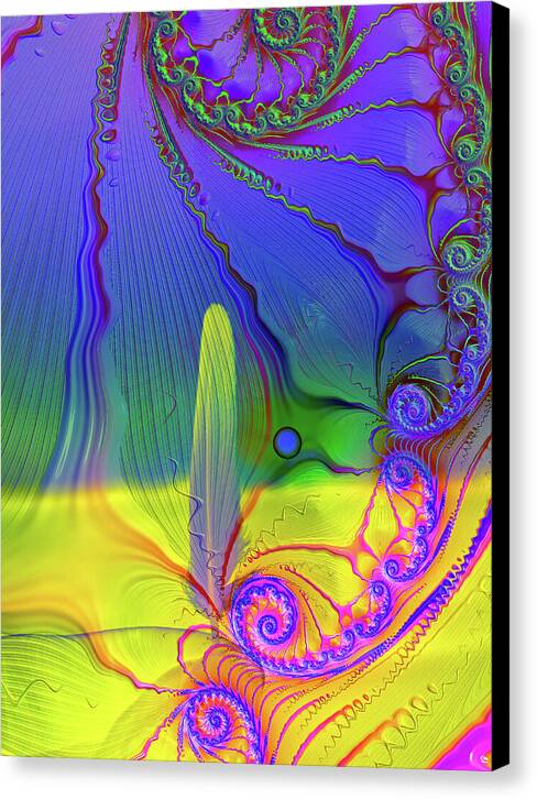 Textured Fractals and Feather - Canvas Print