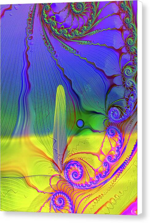 Textured Fractals and Feather - Canvas Print