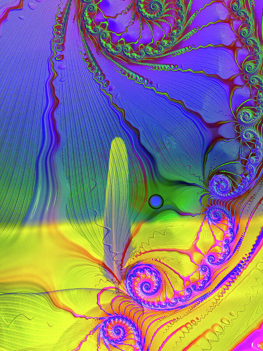 Textured Fractals and Feather - Art Print