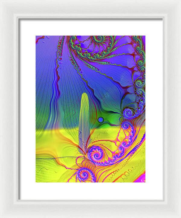 Textured Fractals and Feather - Framed Print