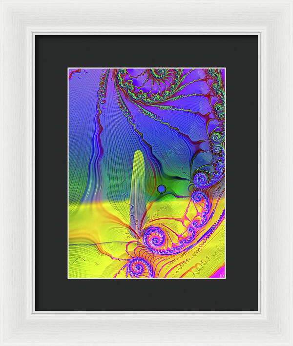 Textured Fractals and Feather - Framed Print