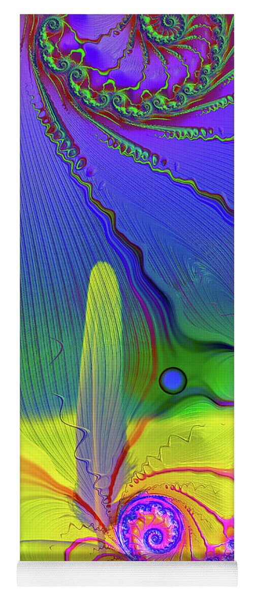 Textured Fractals and Feather - Yoga Mat