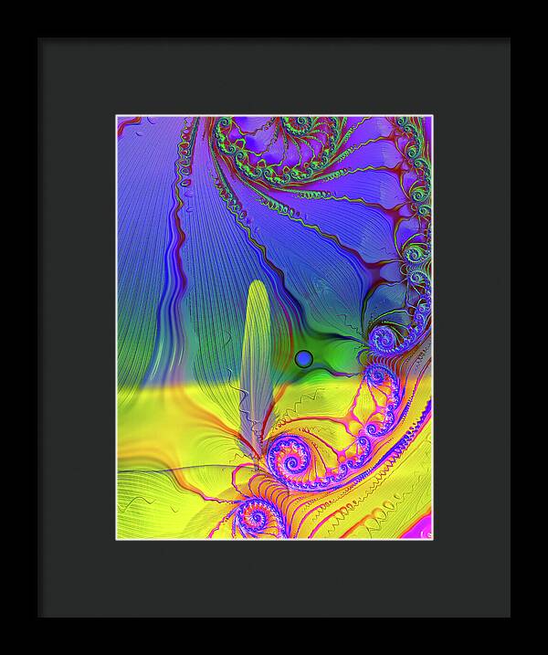 Textured Fractals and Feather - Framed Print