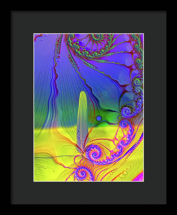 Textured Fractals and Feather - Framed Print