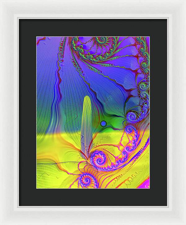 Textured Fractals and Feather - Framed Print