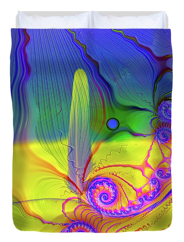 Textured Fractals and Feather - Duvet Cover