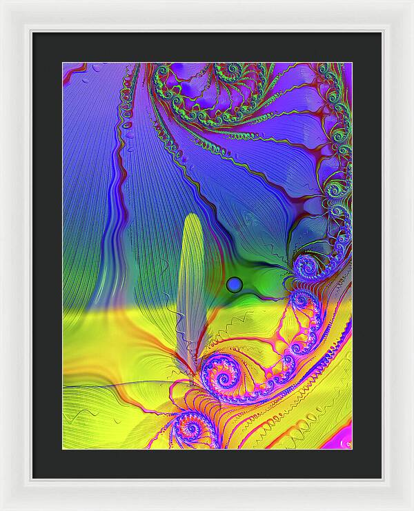 Textured Fractals and Feather - Framed Print