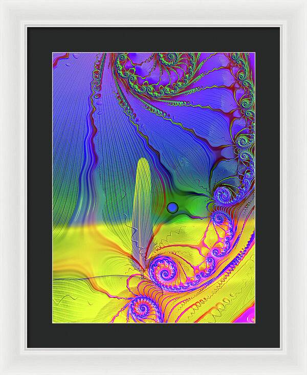 Textured Fractals and Feather - Framed Print