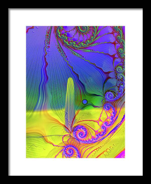 Textured Fractals and Feather - Framed Print