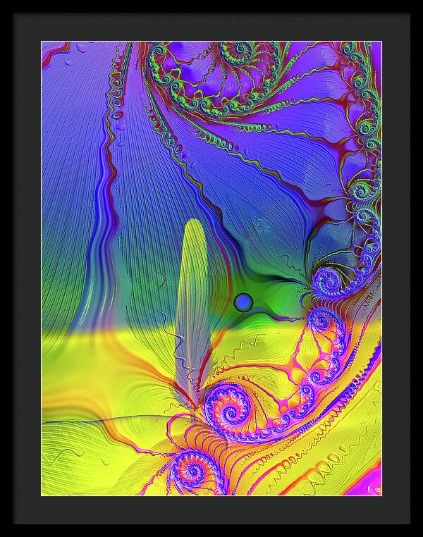 Textured Fractals and Feather - Framed Print