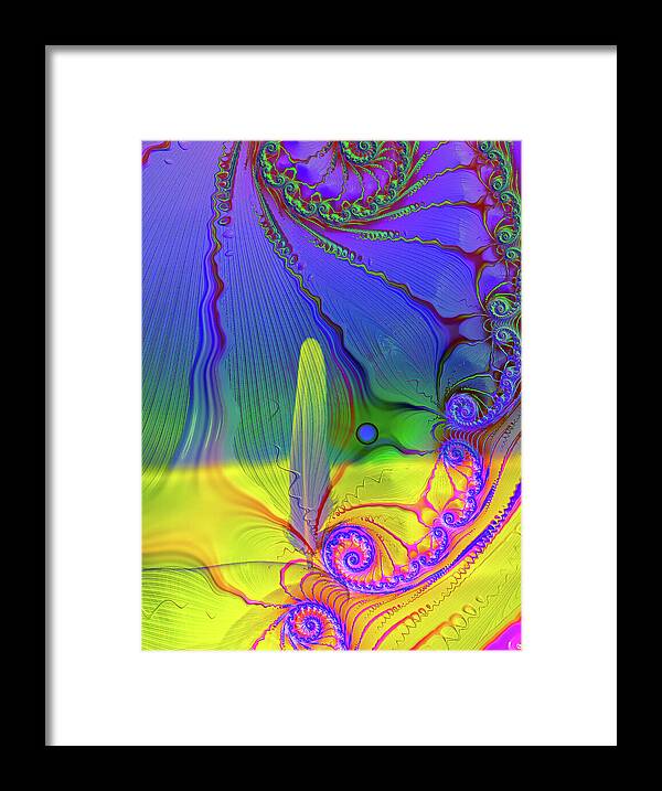 Textured Fractals and Feather - Framed Print