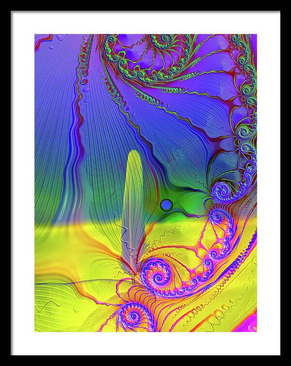 Textured Fractals and Feather - Framed Print