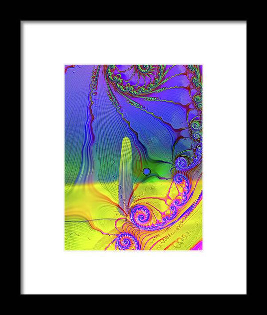 Textured Fractals and Feather - Framed Print