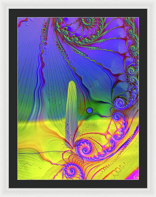 Textured Fractals and Feather - Framed Print