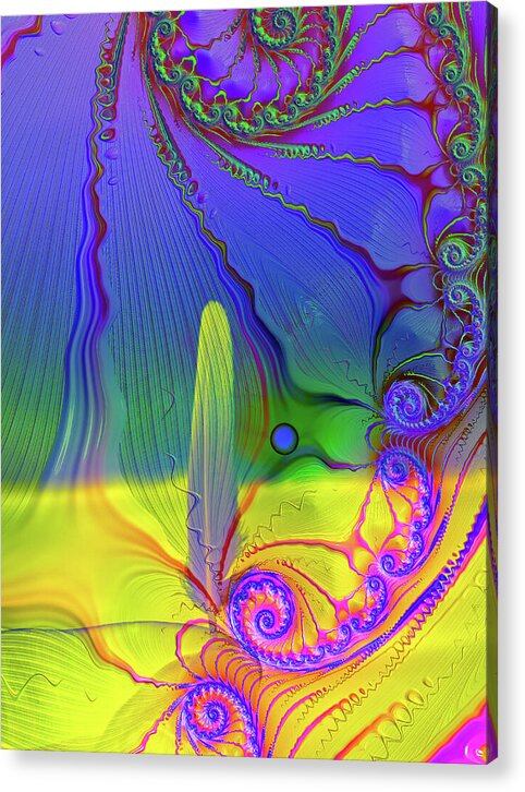 Textured Fractals and Feather - Acrylic Print