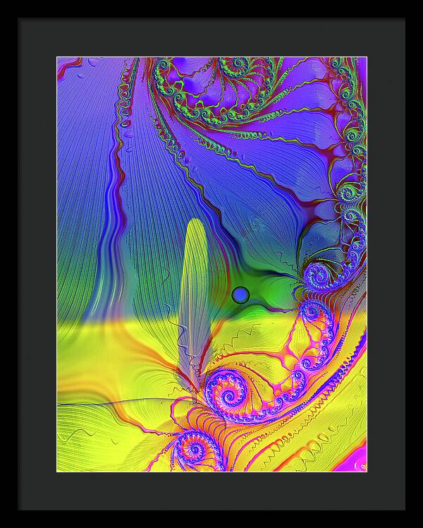 Textured Fractals and Feather - Framed Print