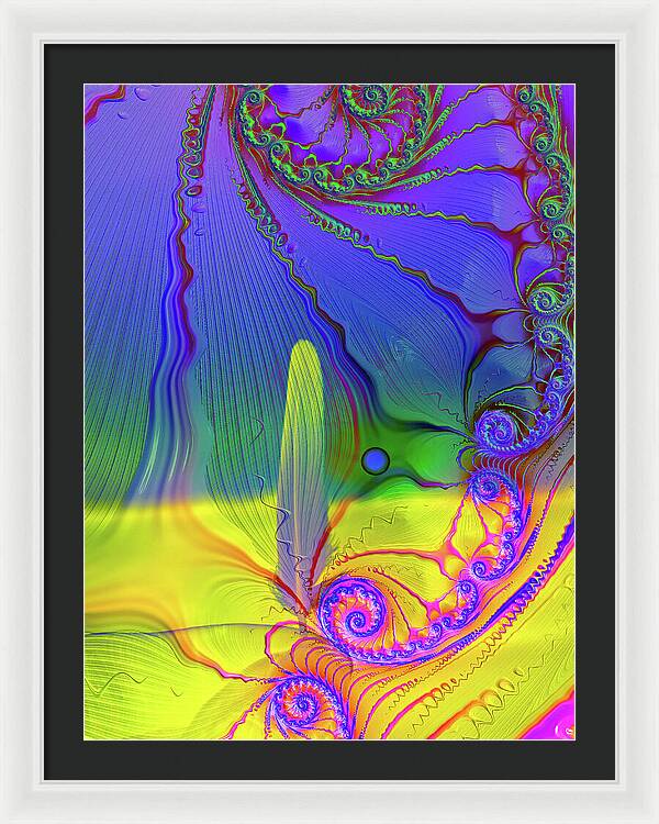 Textured Fractals and Feather - Framed Print