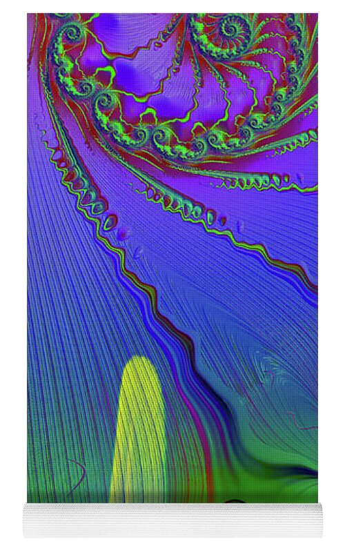 Textured Fractals and Feather - Yoga Mat