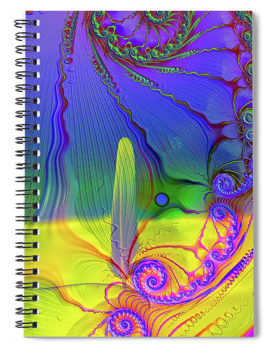 Textured Fractals and Feather - Spiral Notebook