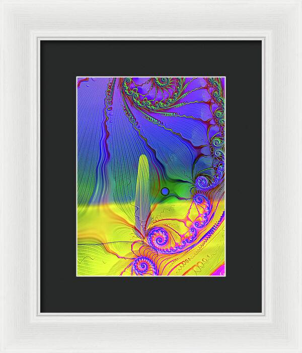 Textured Fractals and Feather - Framed Print