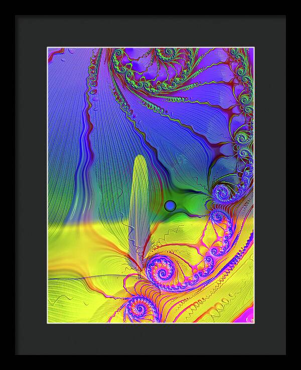 Textured Fractals and Feather - Framed Print