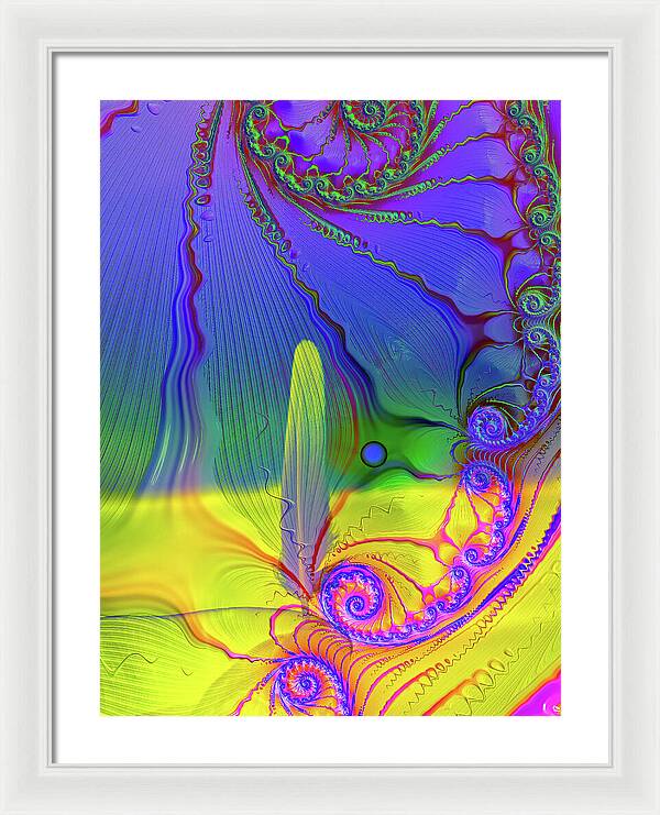 Textured Fractals and Feather - Framed Print