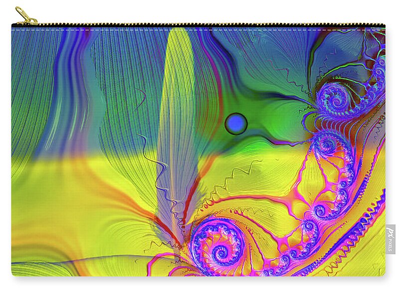 Textured Fractals and Feather - Zip Pouch