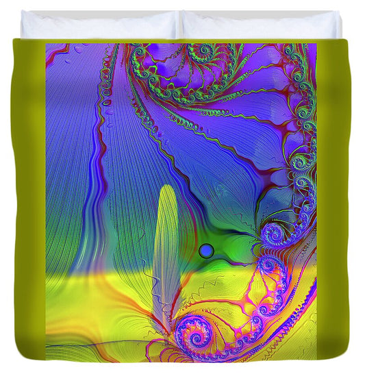 Textured Fractals and Feather - Duvet Cover