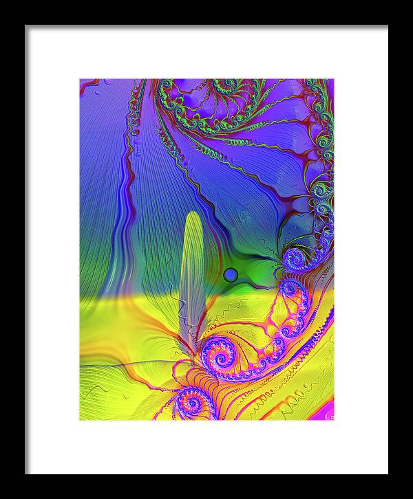 Textured Fractals and Feather - Framed Print