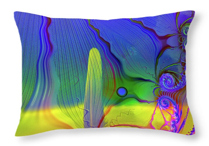 Textured Fractals and Feather - Throw Pillow