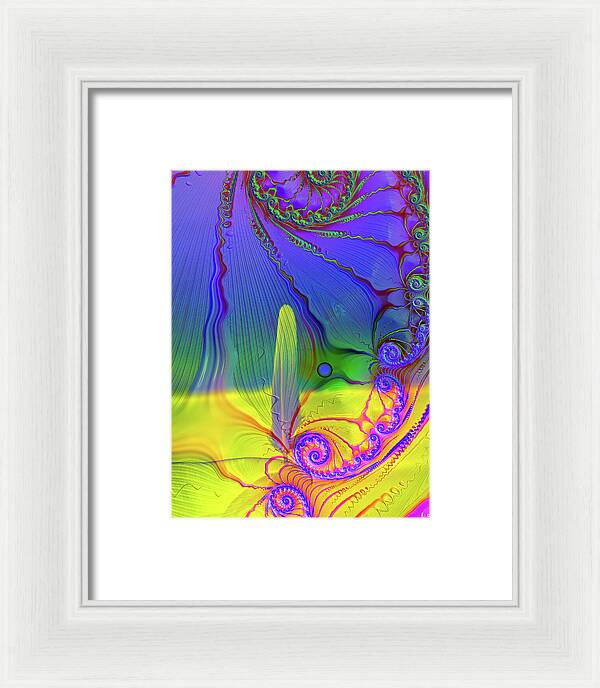 Textured Fractals and Feather - Framed Print