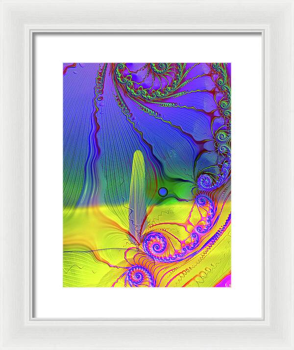 Textured Fractals and Feather - Framed Print