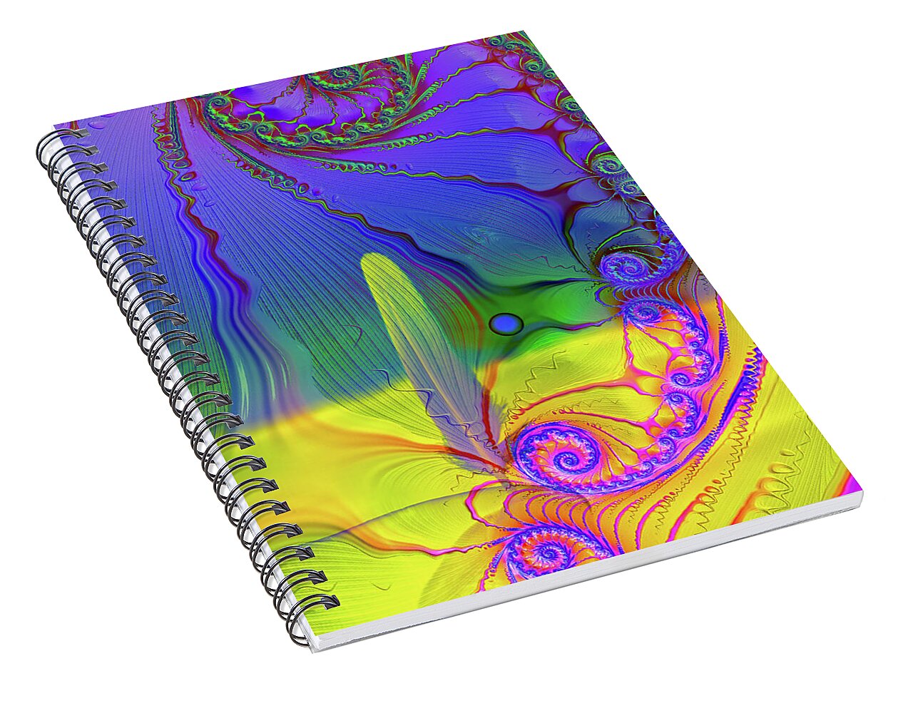 Textured Fractals and Feather - Spiral Notebook