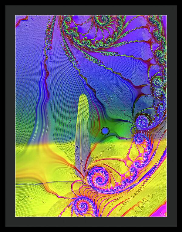 Textured Fractals and Feather - Framed Print