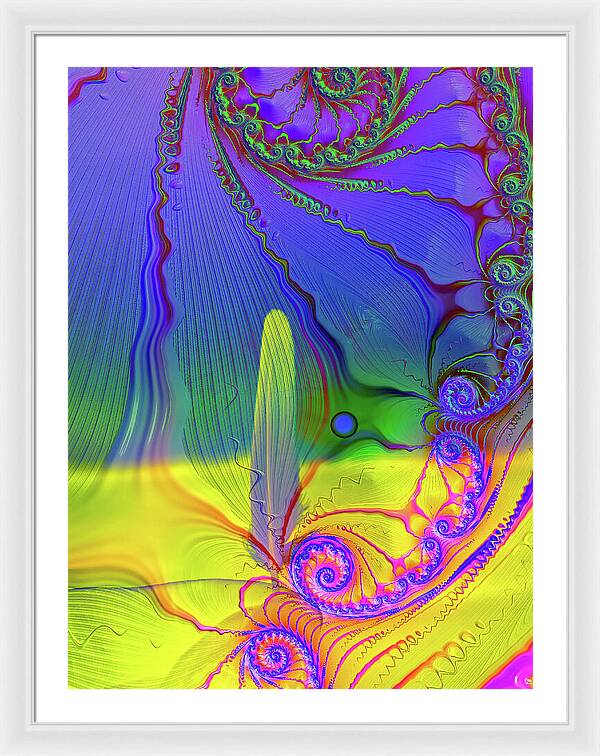 Textured Fractals and Feather - Framed Print