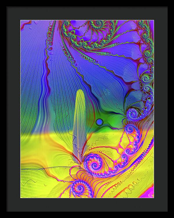 Textured Fractals and Feather - Framed Print