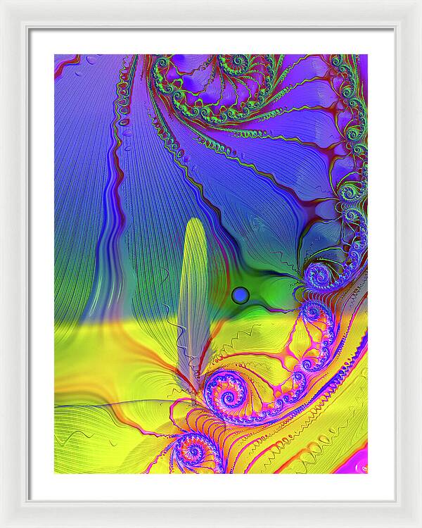 Textured Fractals and Feather - Framed Print