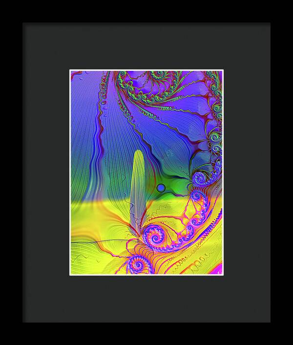 Textured Fractals and Feather - Framed Print
