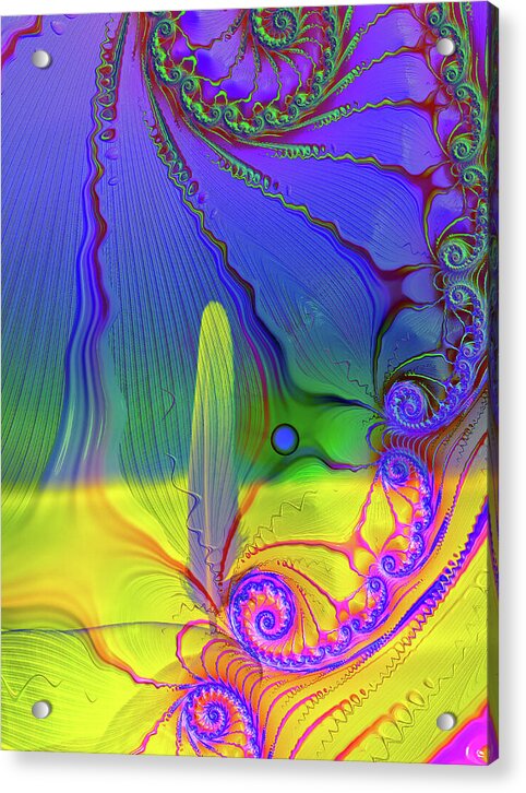 Textured Fractals and Feather - Acrylic Print